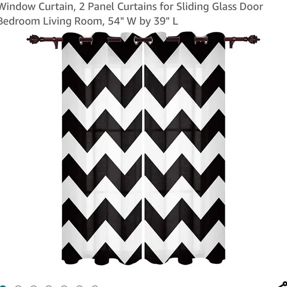 SOLD Black white chevron pattern curtains-4 panels - Picture 2 of 2